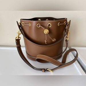 T Monogram Leather Bucket Bag